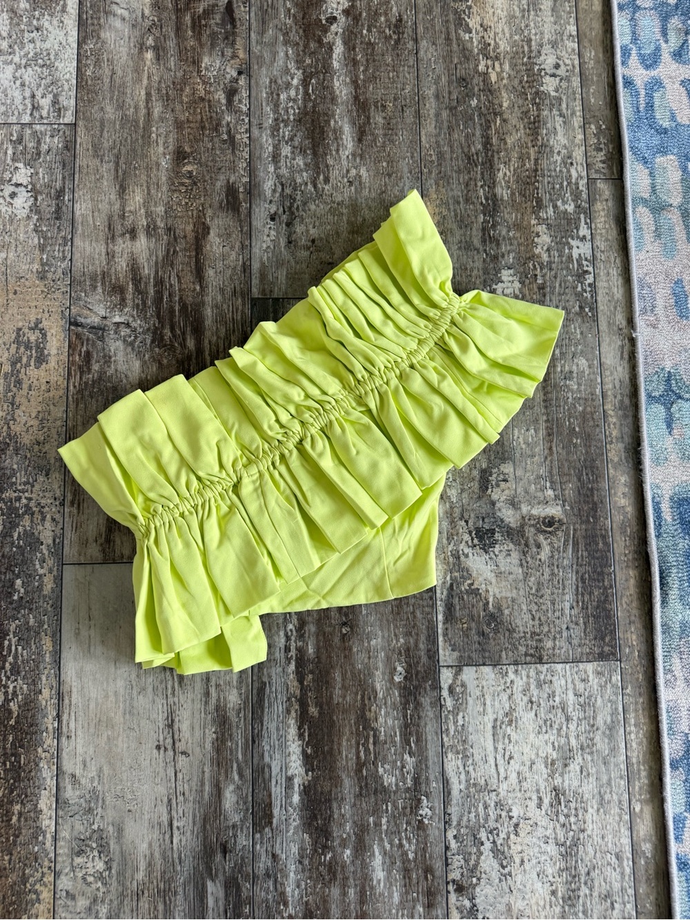 2 for $15 sale: NWT DO + BE yellow/ green one shoulder cropped top (read)